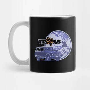 Texas-Style Surfer with Ford Bronco in pastel lavender and purples Mug